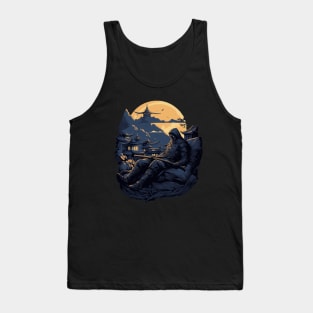 Sleeping Ninja: Dark Blue and Yellow Comic Art Tee Tank Top